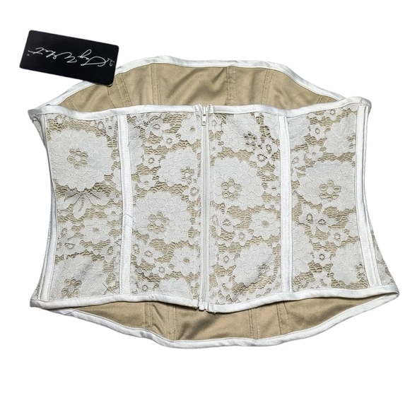 Say What? Cream and White Lace Sexy Shapewear Boned Corset L NWT - Picture 2 of 6